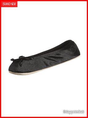 Satin Ballerina Slippers Ribbon Bow Suede Sole House Shoes